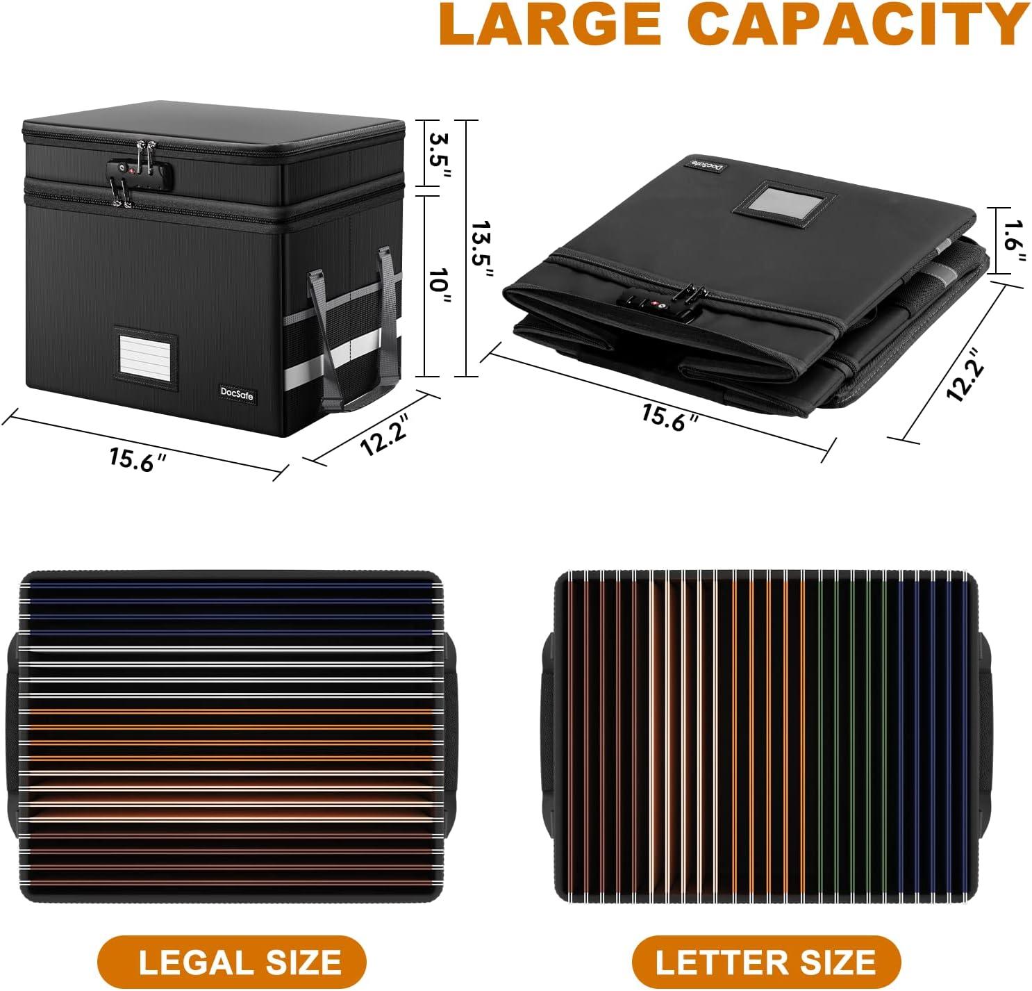 Black Multi-Layer Fireproof and Waterproof Document Storage Box