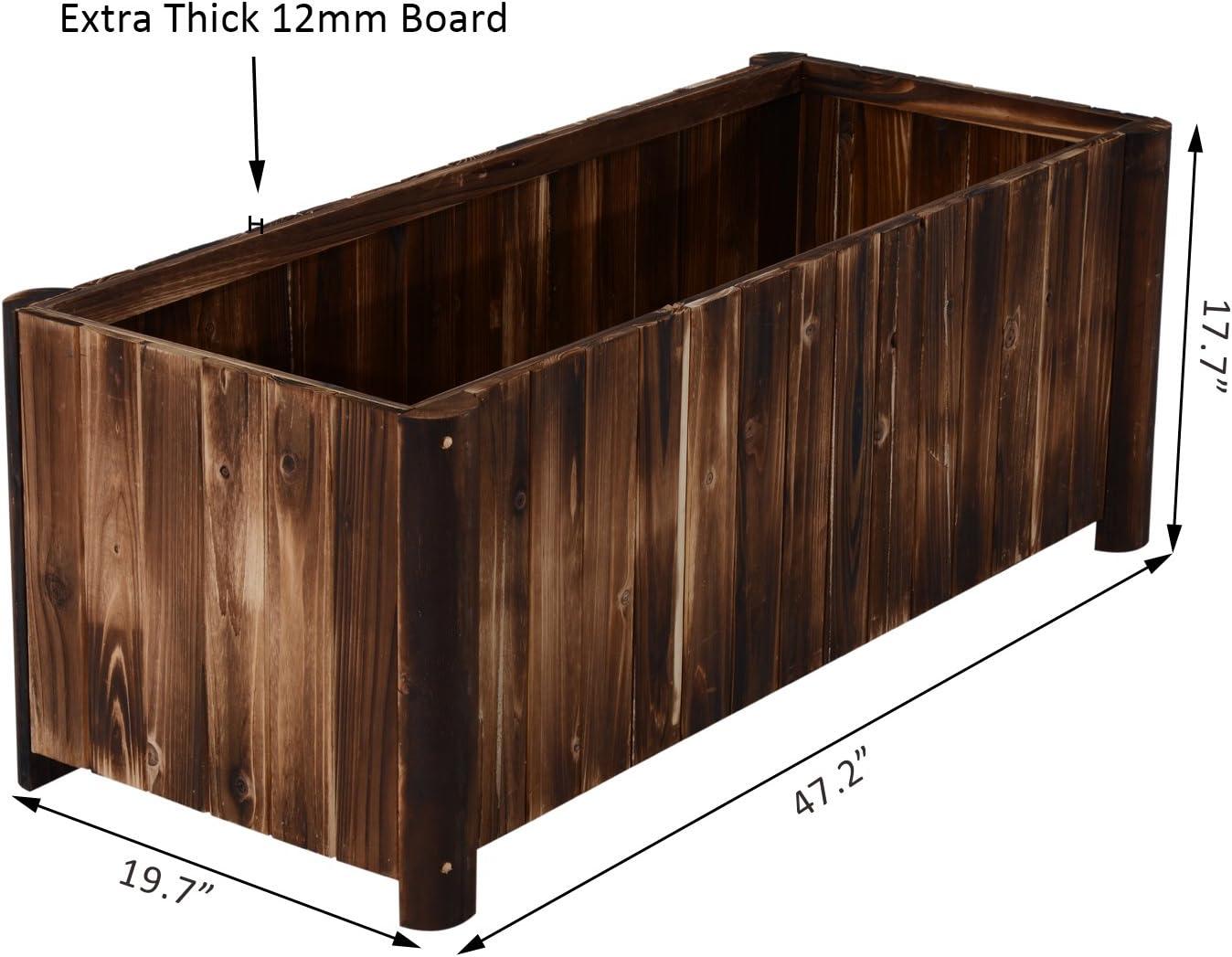 Large Brown Wooden Raised Garden Bed Planter Box