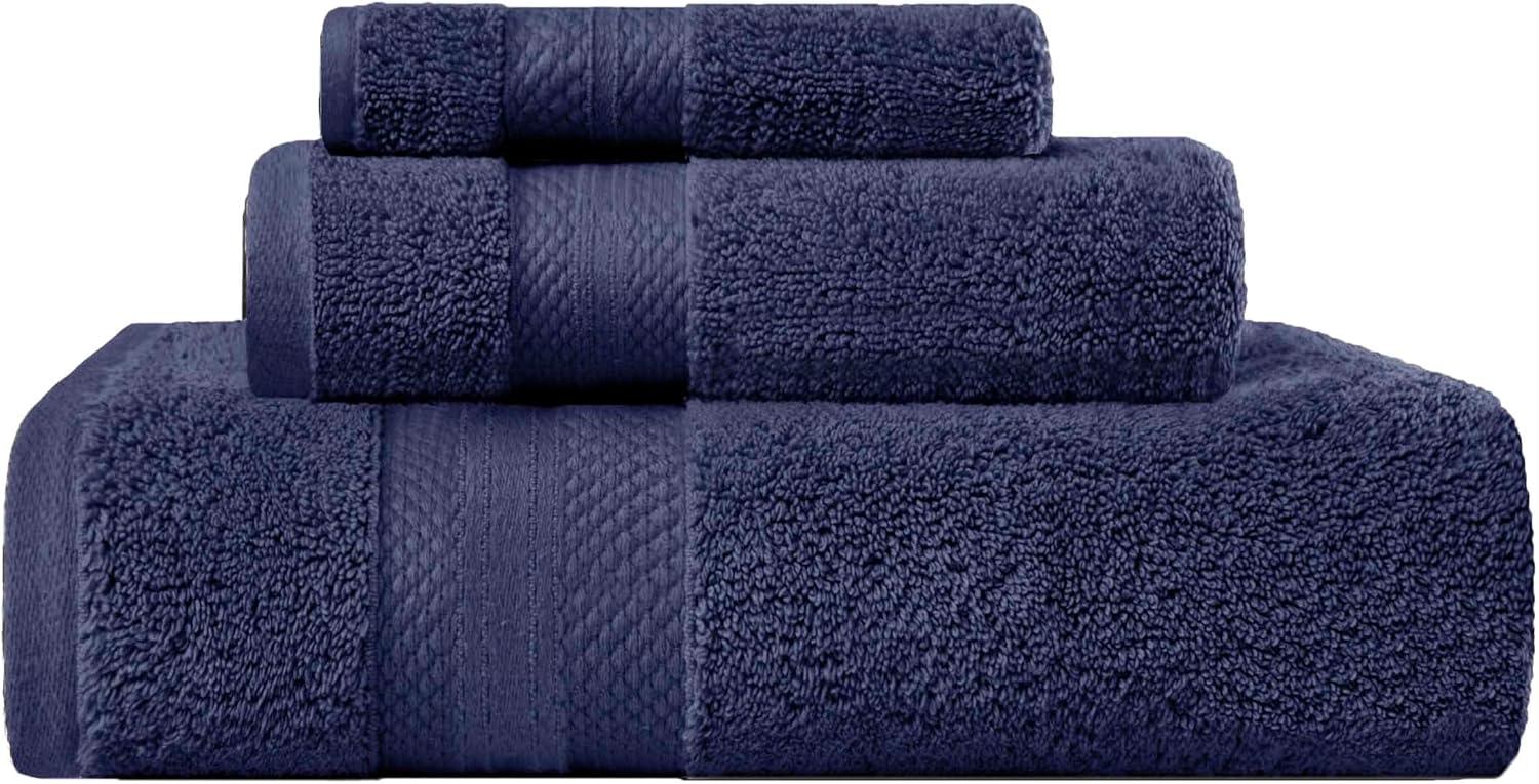 Crown Blue Turkish Cotton 3-Piece Towel Set