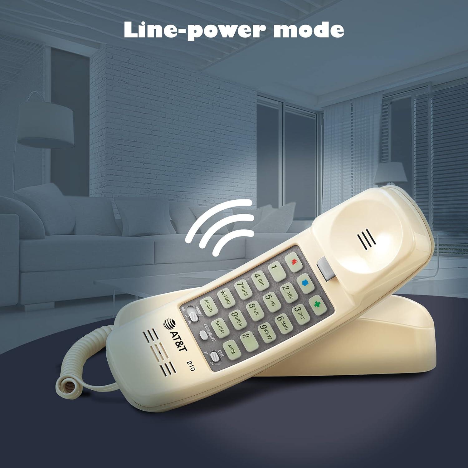 Beige Analog Corded Home Phone with Lighted Keypad