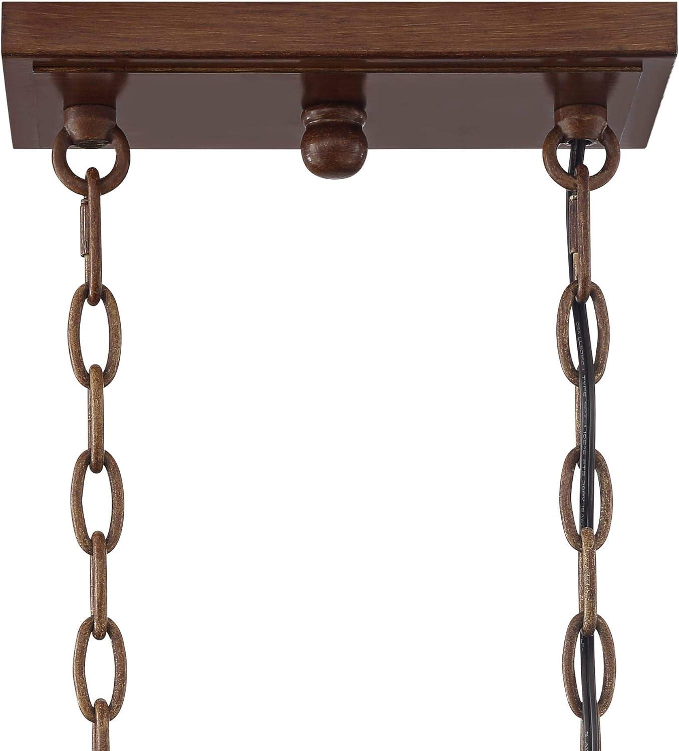 Mahogany and Bronze 8-Light Rustic Farmhouse Chandelier