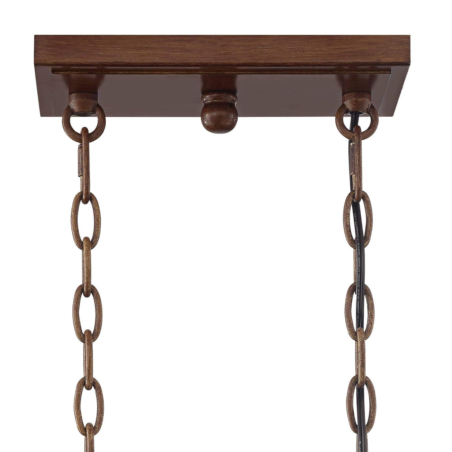 Franklin Iron Works Tafford Mahogany Wood Island Linear Pendant Chandelier 43 1/4" Wide Farmhouse Rustic 8-Light for Dining Room