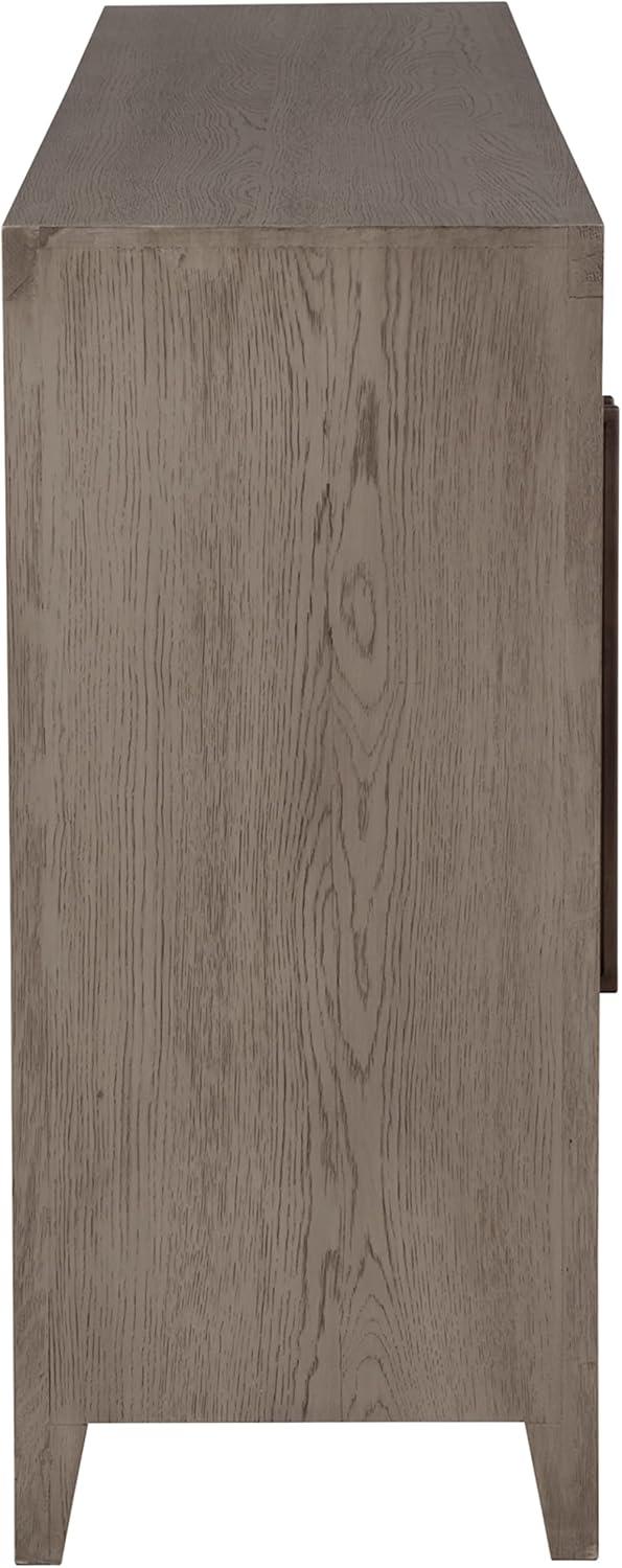 Dalenville 80" Gray Oak Veneer Glass-Front Accent Cabinet