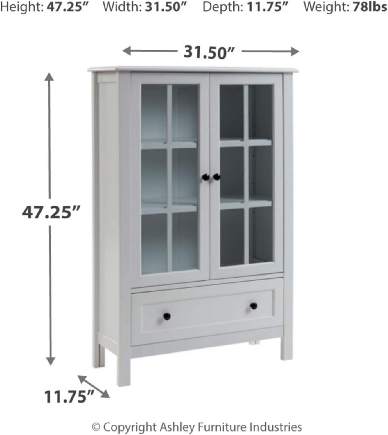 White Transitional Farmhouse China Cabinet with Glass Doors