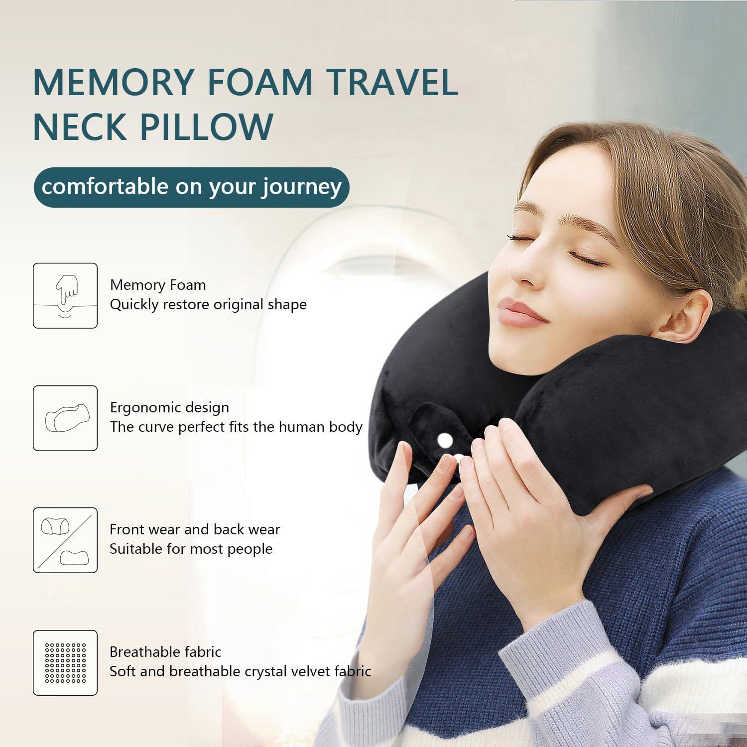 witspace Indoor Outdoor Chair Cushions, Seat Cushion Chair Cushions, Travel Neck Pillow Memory Foam Airplane Travel Comfortable Washable Cover Plane Neck Support Pillow for Neck Sleeping