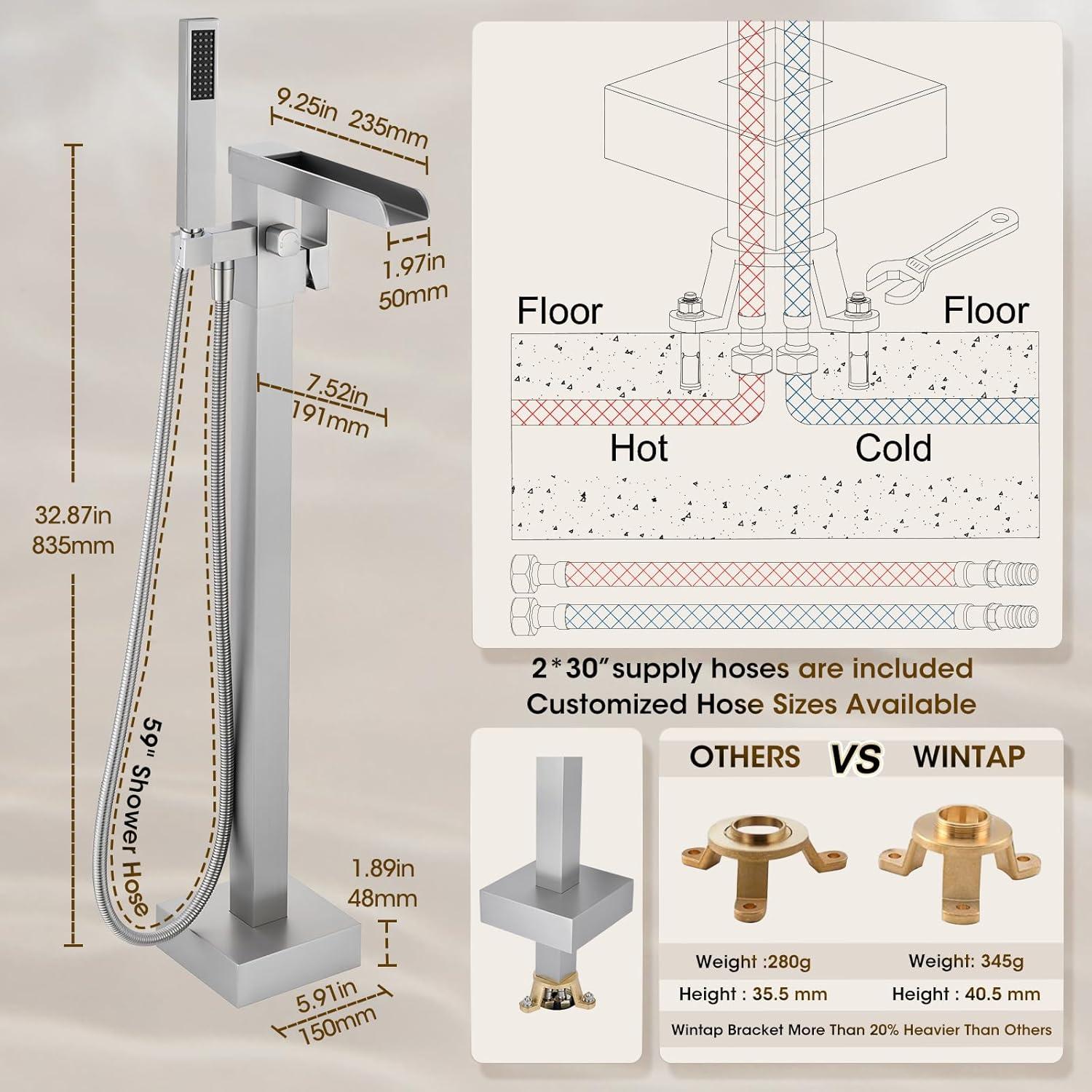 VIBRANTBATH Floor Tub Spout with Diverter 7012-N
