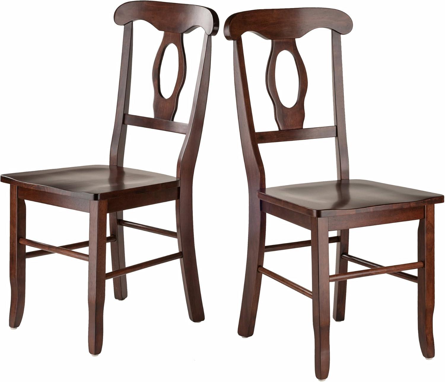 Walnut Keyhole Back Transitional Side Chairs, Set of 2