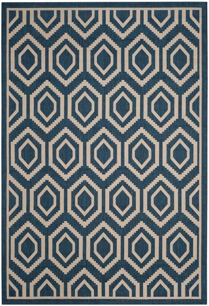 Courtyard CY6902 Power Loomed Indoor and Outdoor Area Rug - Navy/Beige - 9'x12' - Safavieh
