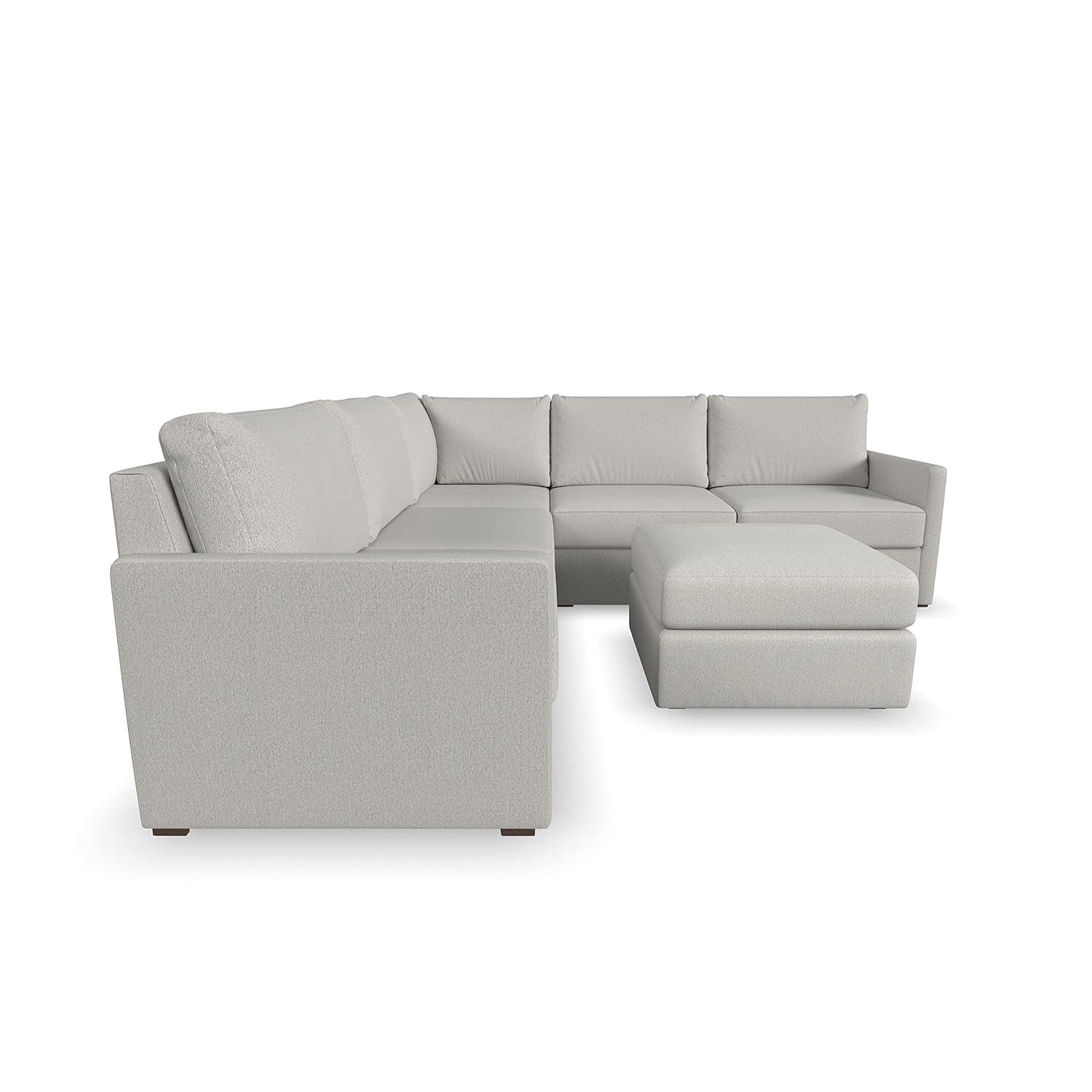 Flex 5 - Piece Upholstered Modular Sectional with Bumper Ottoman
