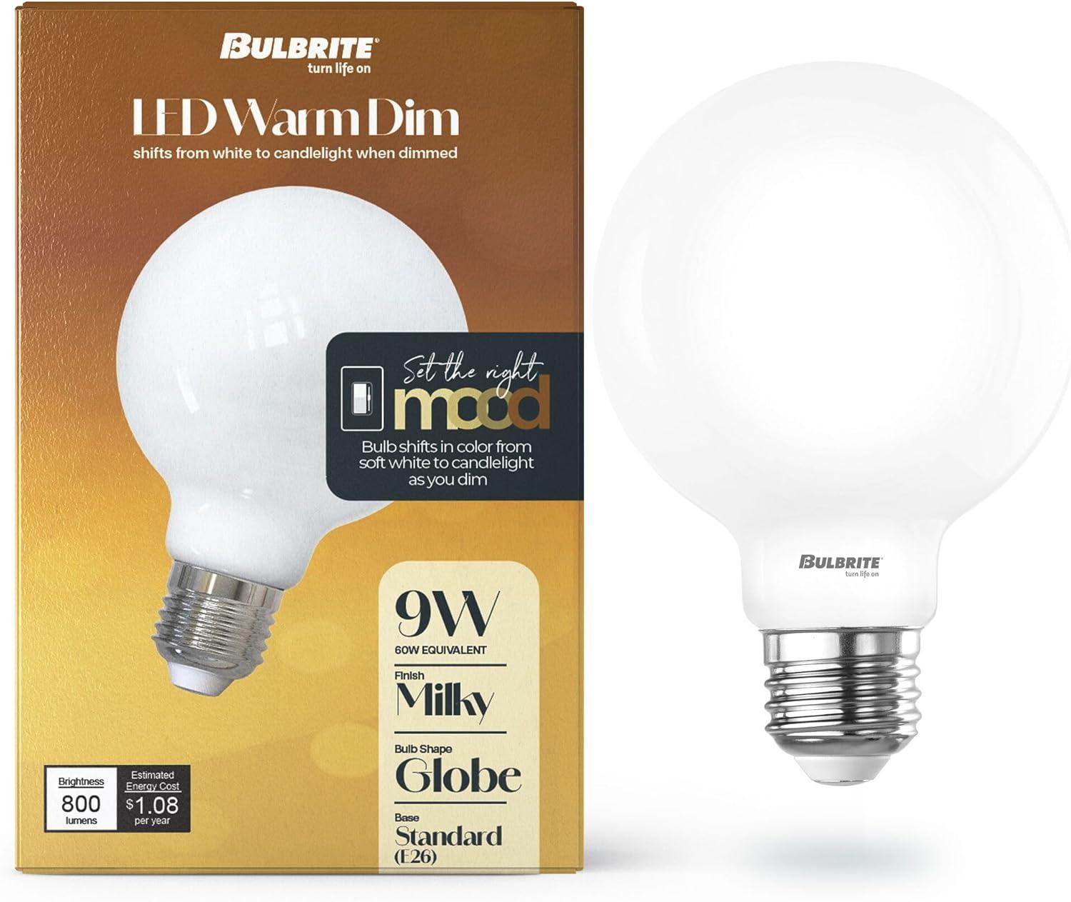 Milky White LED G25 Globe Bulb with Warm Dimming