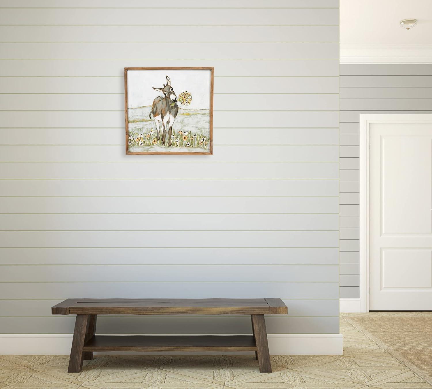 Creative Co-Op Donkey Wall Décor in Wood Frame