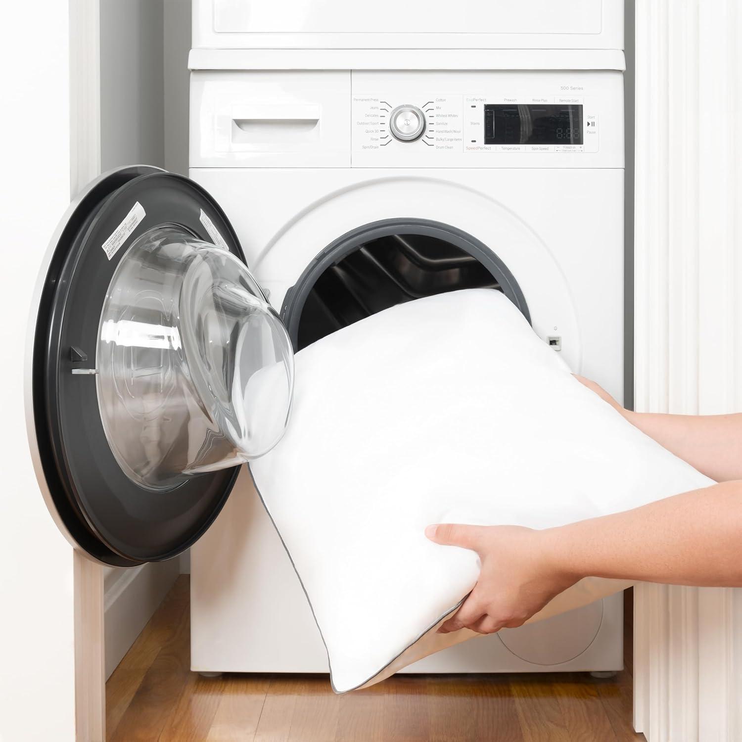 Host & Home Hypoallergenic Pillows (2 Pack) - White with Silver Piping, Cotton with Poly Fill - Queen 20x30 in.