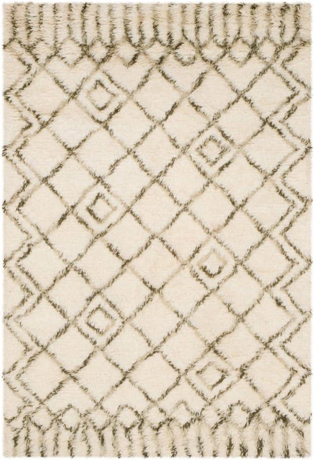 SAFAVIEH Casablanca Wilmer Abstract Shag Area Rug, Ivory/Green, 6' x 9'