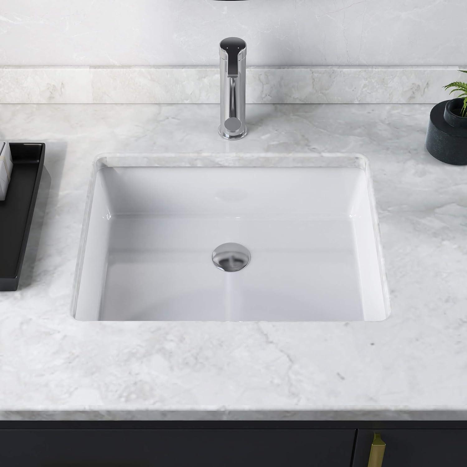 DeerValley Ursa 20" X 15.6" Rectangular Vitreous China Undermount Bathroom Sink with Overflow