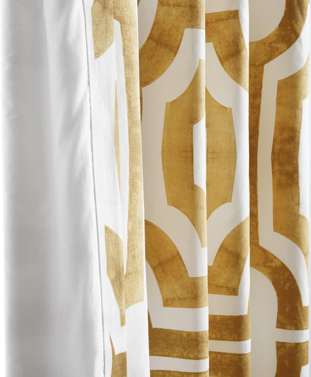 HPD Half Price Drapes Geometric Printed Curtains 96 Inches Long Luxury Cotton Curtains (1 Panel) Room Darkening Window Curtains for Bedroom & Living Room, 50W x 96L, Mecca Geometric Gold