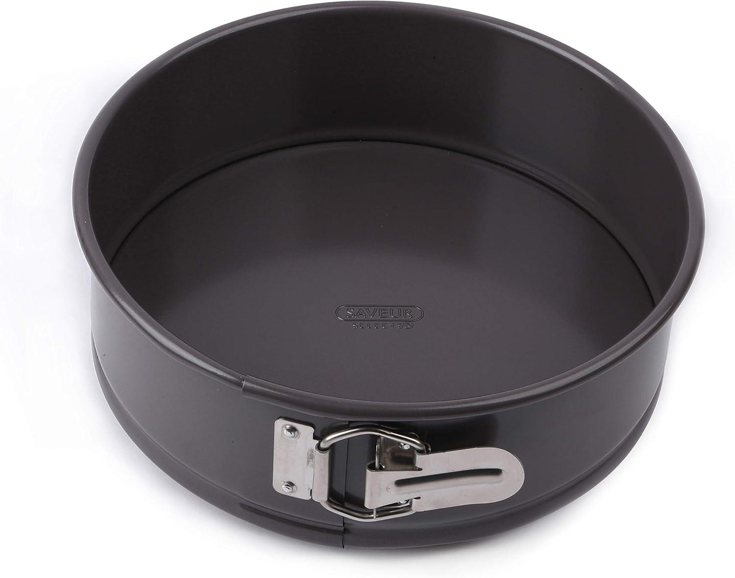 NutriChef 9 Inch Nonstick Cheesecake Springform Cake Pan | Stainless Steel Clasp & Removable Bottom | Durable Carbon Steel Cheesecake Pan | Easy to Clean | Includes 100 Parchment Papers | Black