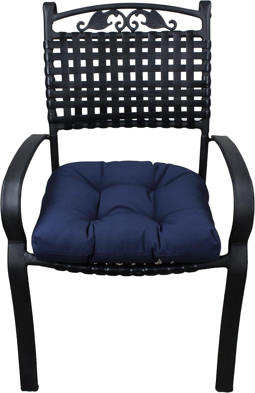 Everything Comfy Navy Indoor / Outdoor Seat Cushion Patio D Cushion 20" x 20", 2 Tie Backs