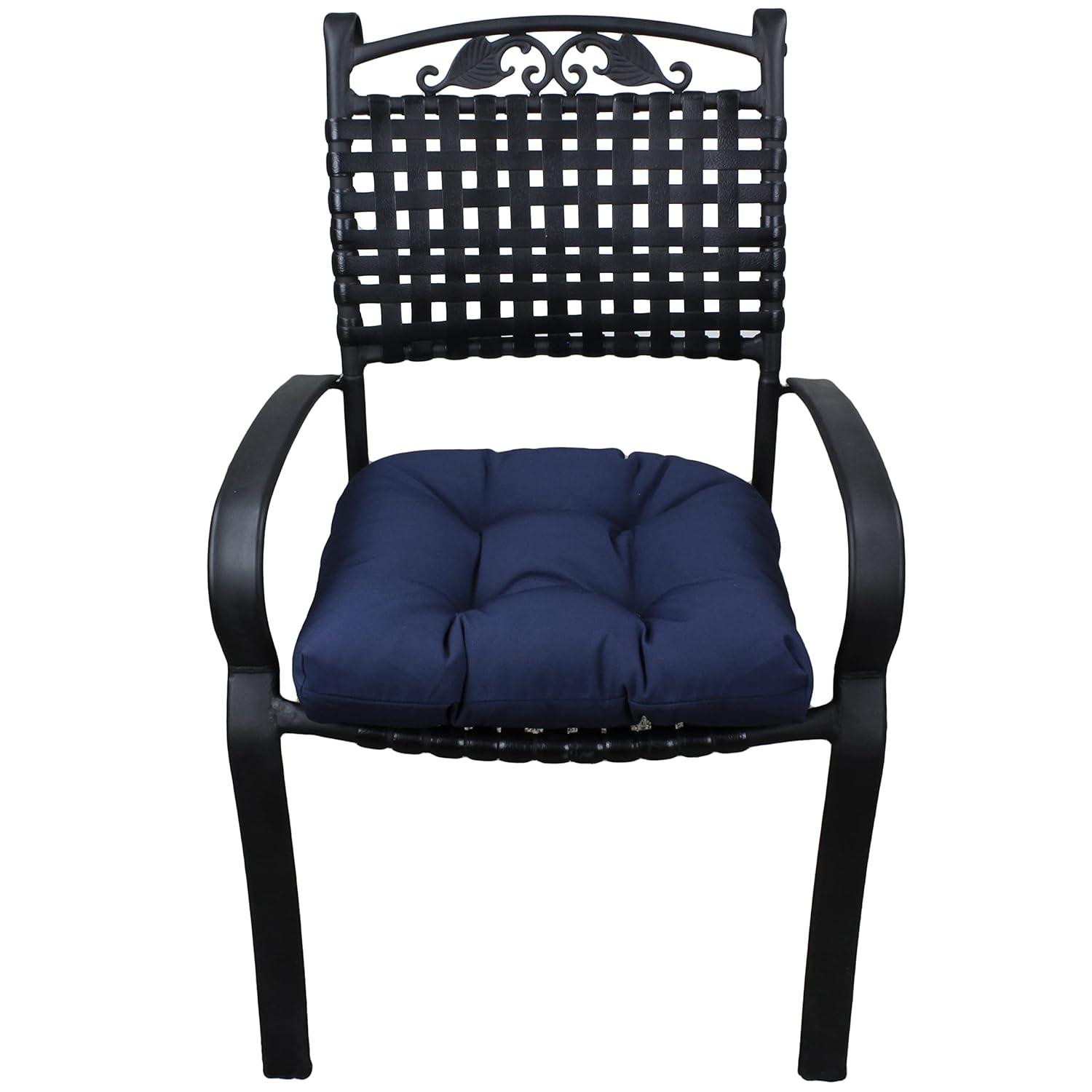 Everything Comfy Navy Indoor / Outdoor Seat Cushion Patio D Cushion 20" x 20", 2 Tie Backs
