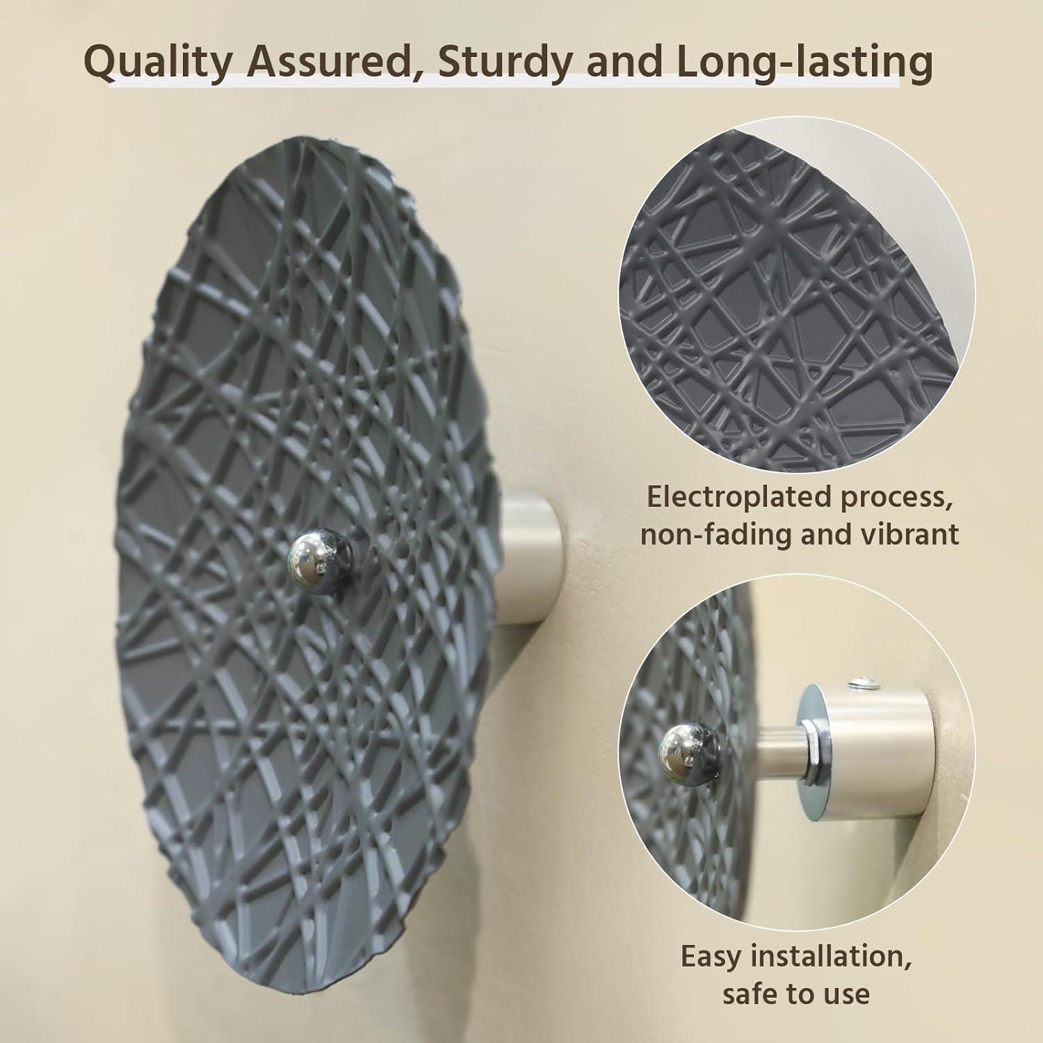 Silver And Grey Wall Decor For Living Room, 7PCS Metal Wall Art Hanging Sculptures For Office Dining Room Decoration, Modern Silver Home Decor For Apartment Bedroom New Home Gift