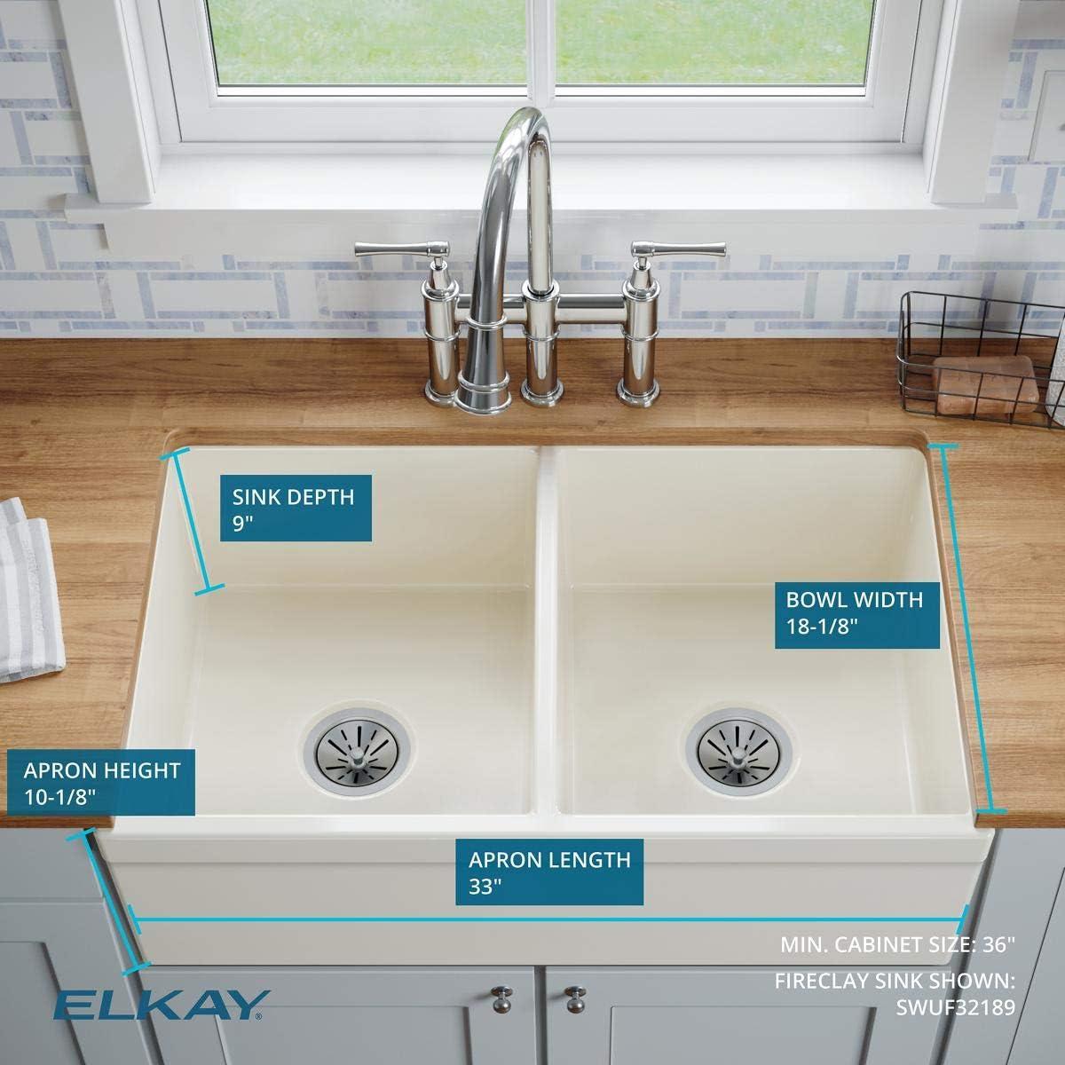 Fireclay 33" L x 20" W Double Basin Farmhouse Kitchen Sink