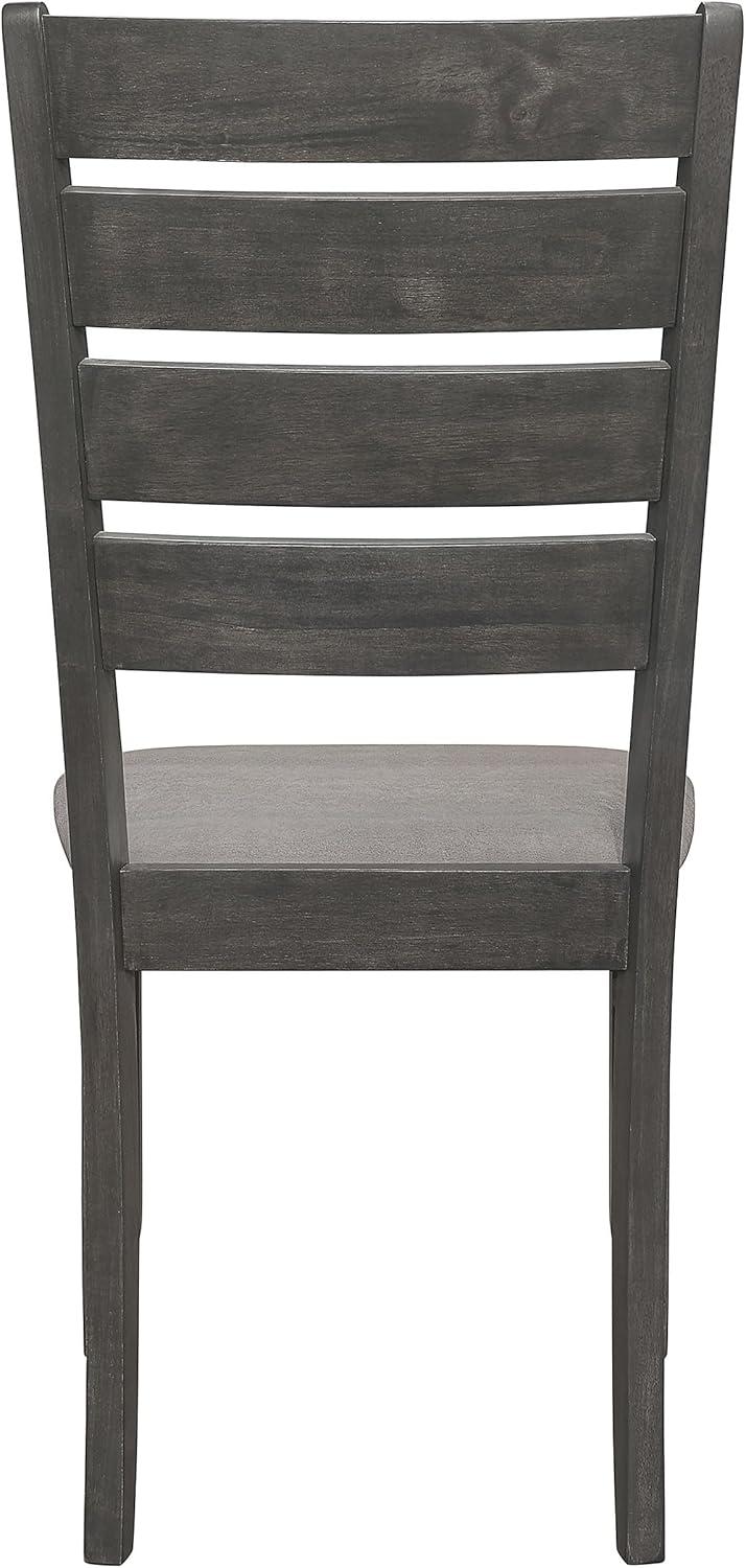 Dark Gray Upholstered Ladderback Wood Side Chair Set