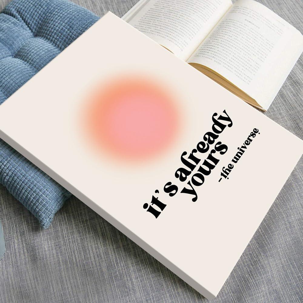 Colorful Aura Motivationa Canvas Wall Art It Is Already Yours The Universe Inspirational Poster Aesthetic Pink Aura Print Painting Spiritual Affirmation Danish Pastel Room Decor 16x24in Unframed