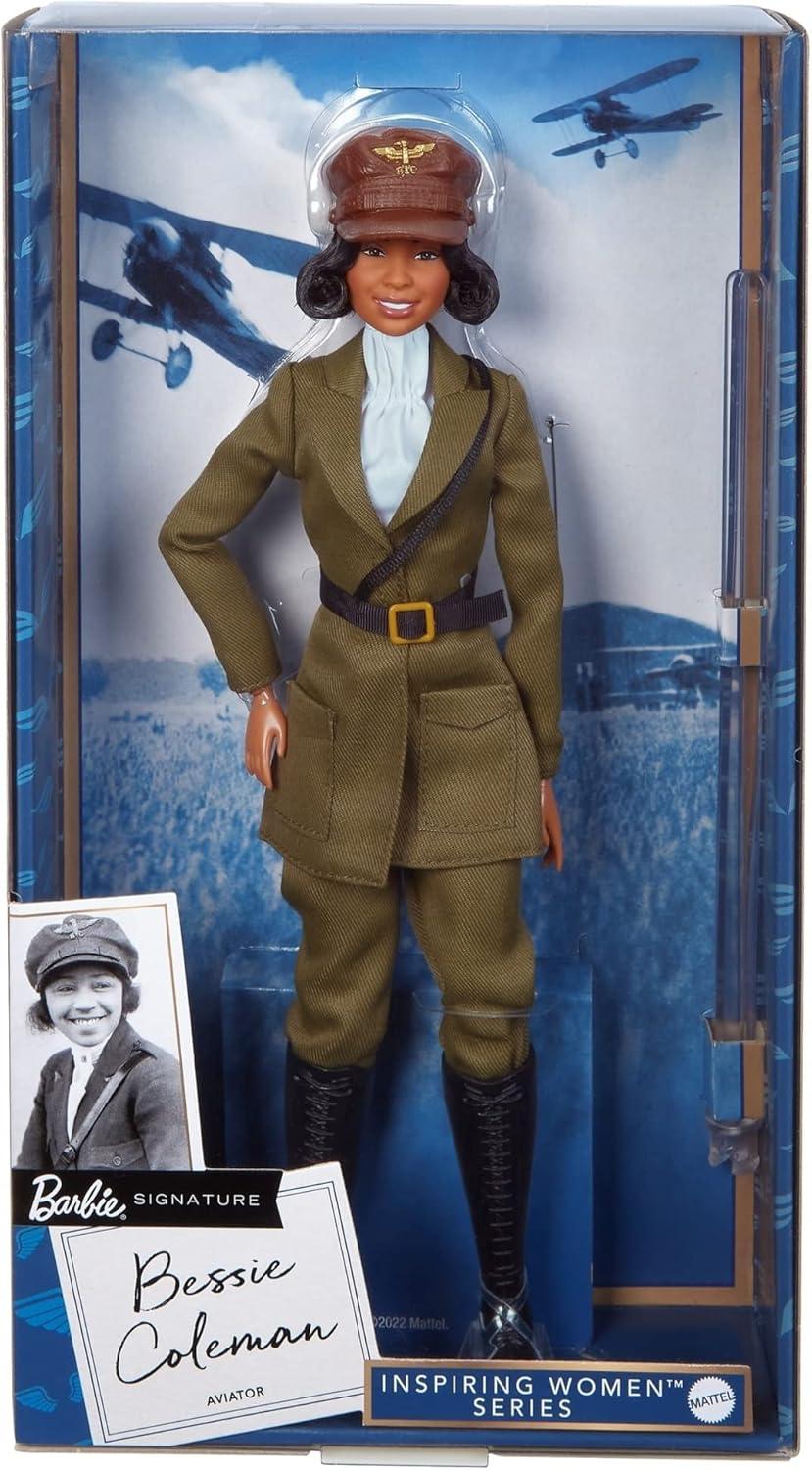 Barbie Inspiring Women Bessie Coleman Collectible Doll with Aviator Suit, Helmet and Goggles