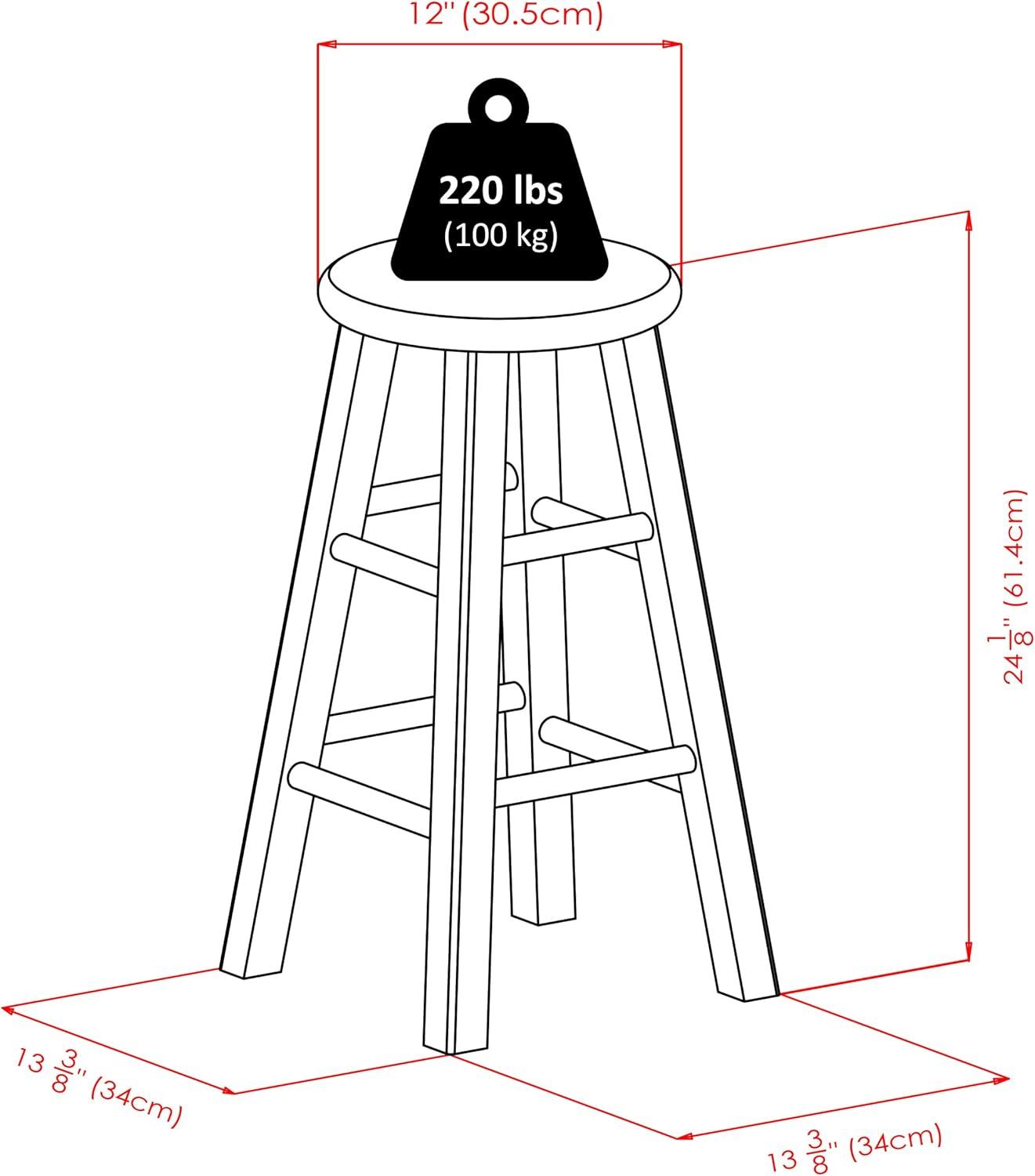 24" Ivy Counter Height Barstool Light Blue/Brown - Winsome: Farmhouse Style, Round Seat, Wood Frame