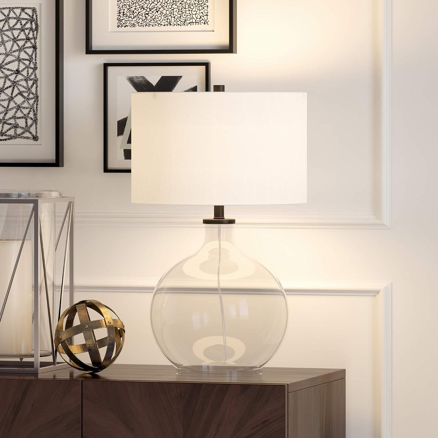 Evelyn&Zoe Modern Transitional Round Glass Table Lamp, Black