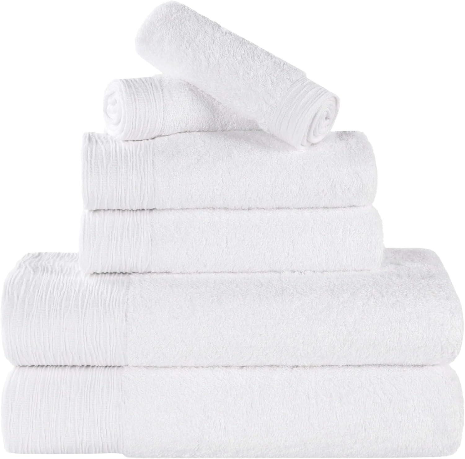 Superior Rayon from Bamboo Soft Modern 6-Piece Towel Set, White