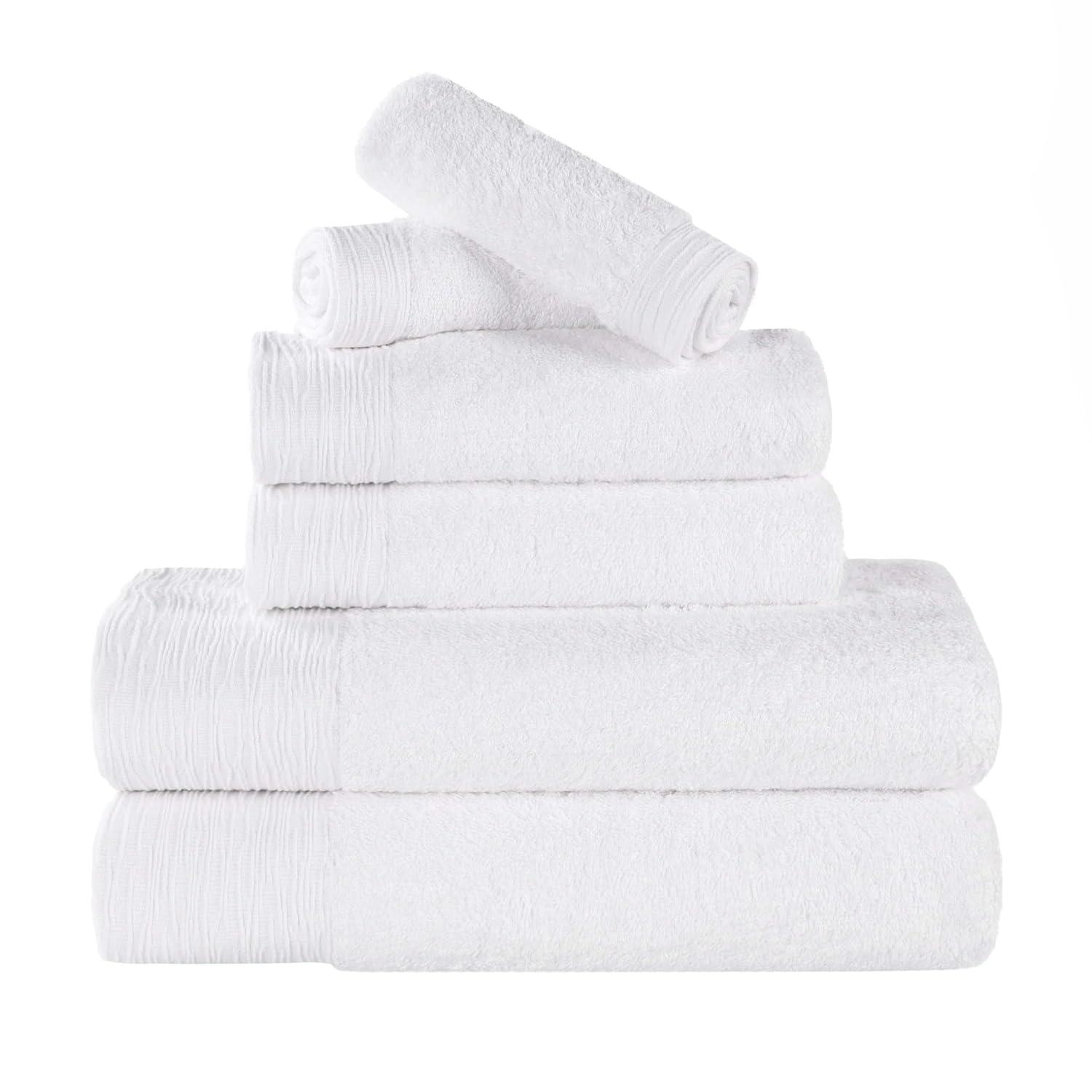 Superior Rayon from Bamboo Soft Modern 6-Piece Towel Set, White