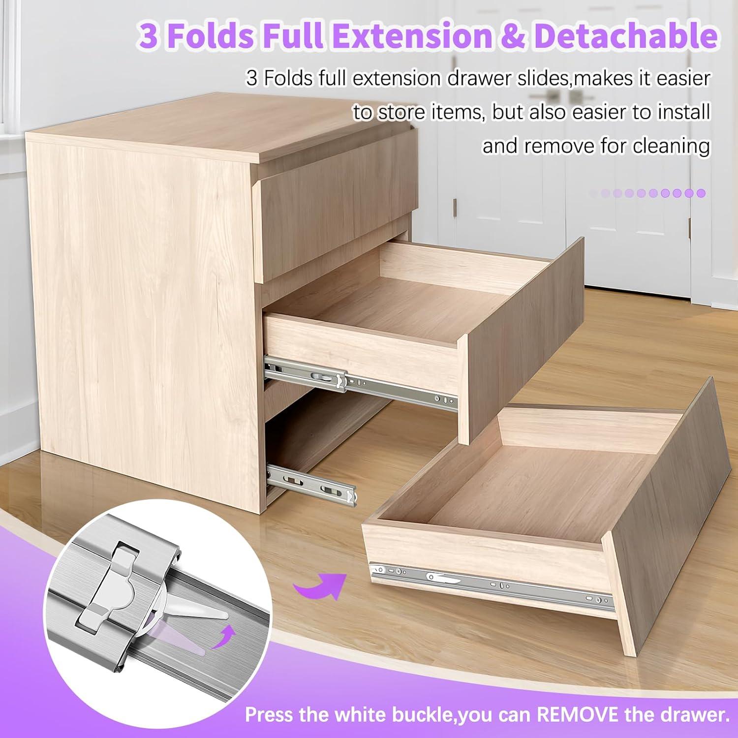 1 Pair Soft Close Stainless Steel Full Extension Drawer Hardware Slides 100 lb Load Capacity Side Mount Ball Bearing Self Close Kitchen Cabinet Rails Dresser Runners(Sliver,14 inch)