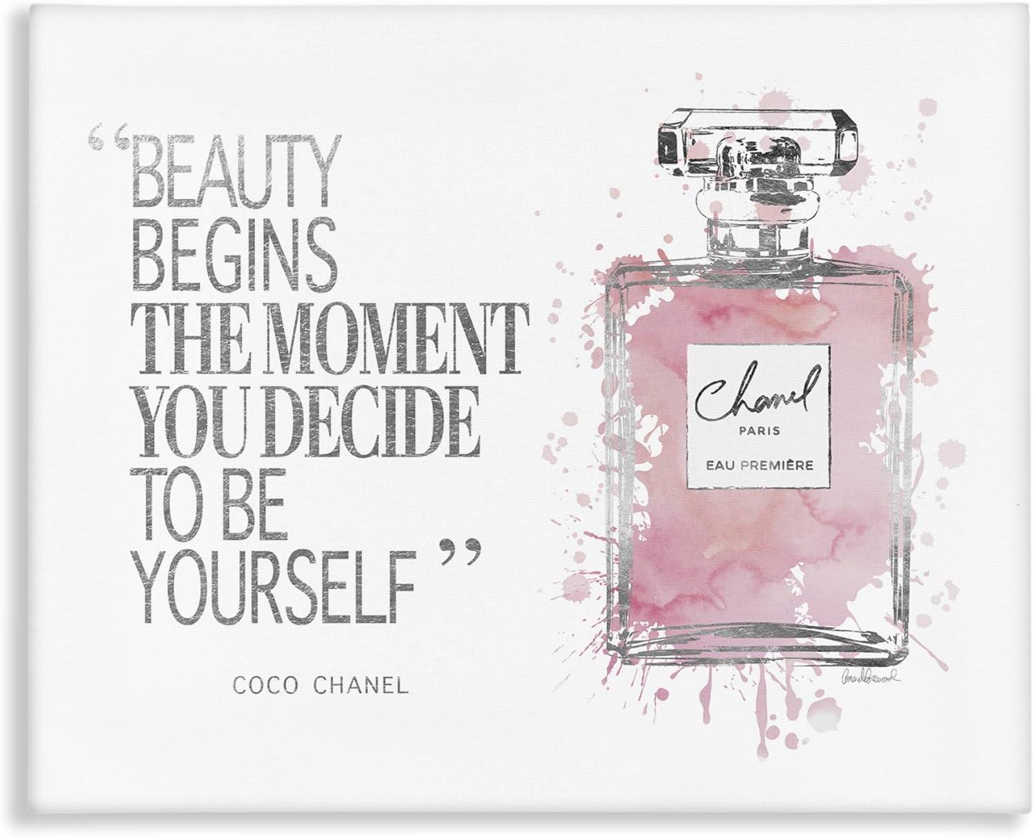 Beauty Begins Quote Pink Perfume Canvas Wall Art