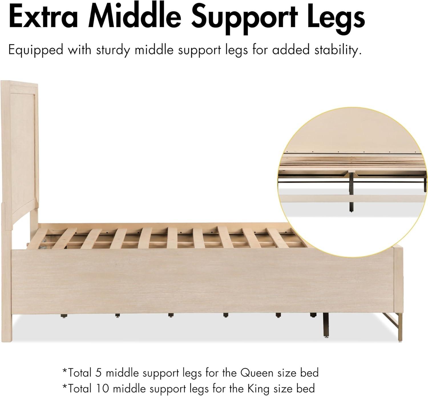 HOMES: Inside + Out 3pc Queen Neovesi Platform Bedroom Set Boho with 2 Nightstands Oak