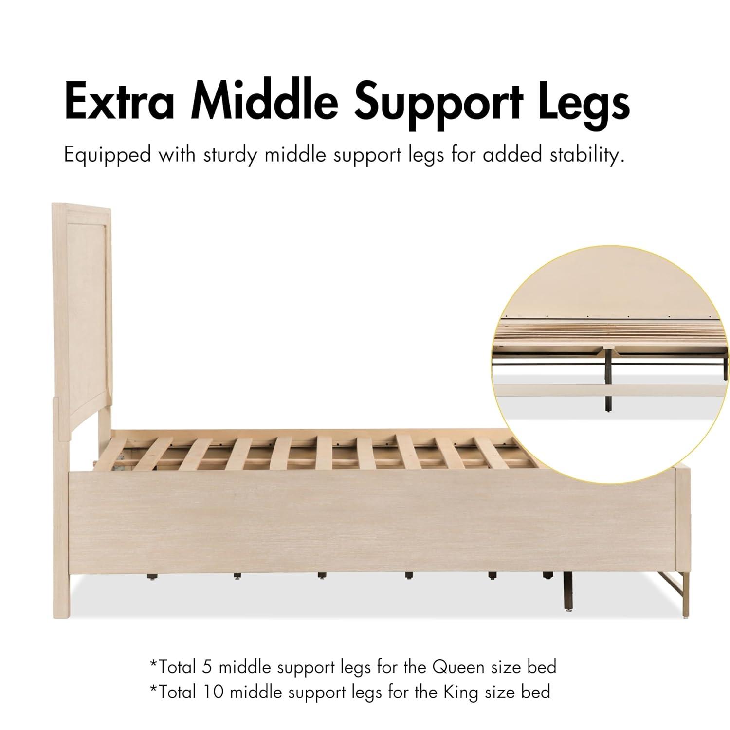 HOMES: Inside + Out 3pc Queen Neovesi Platform Bedroom Set Boho with 2 Nightstands Oak