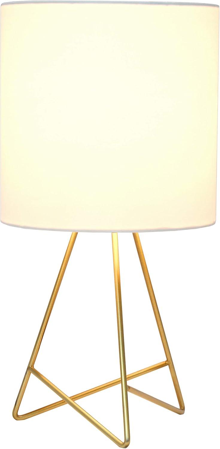 Gold Metal Table Lamp with White Fabric Shade