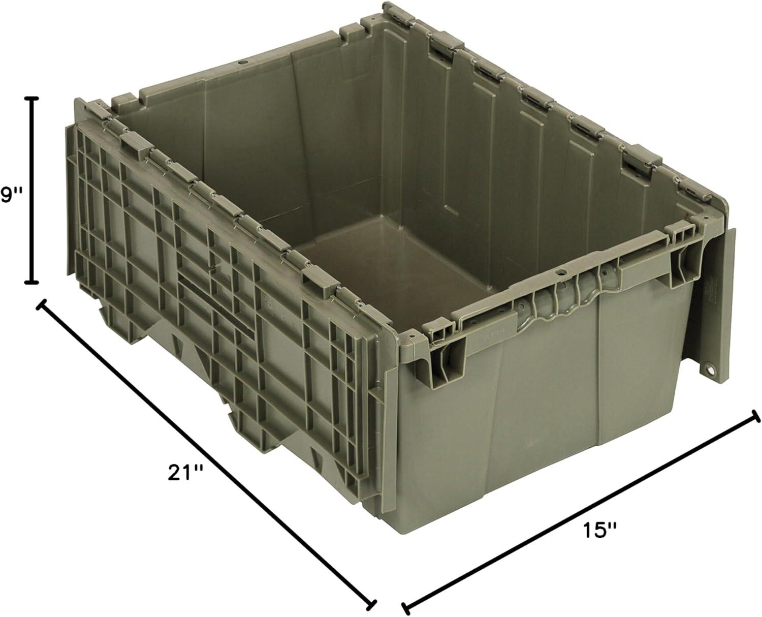 Gray High-Density Polyethylene Storage Container with Flip-Top Lid, 21" x 15" x 9"