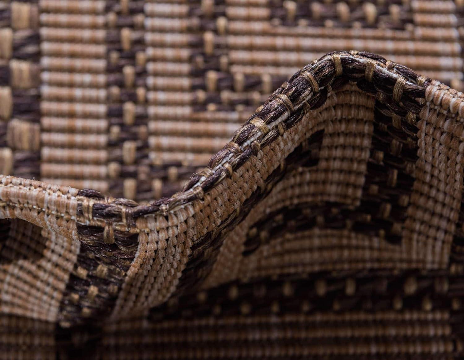 Unique Loom 3' 3 x 5' 1 Brown Outdoor Border Greek Key Area Rug