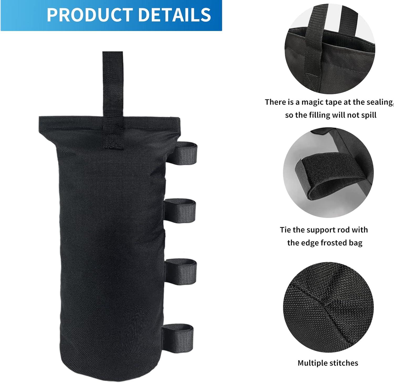 Black Heavy Duty Polyester Canopy Weight Bags Set of 4