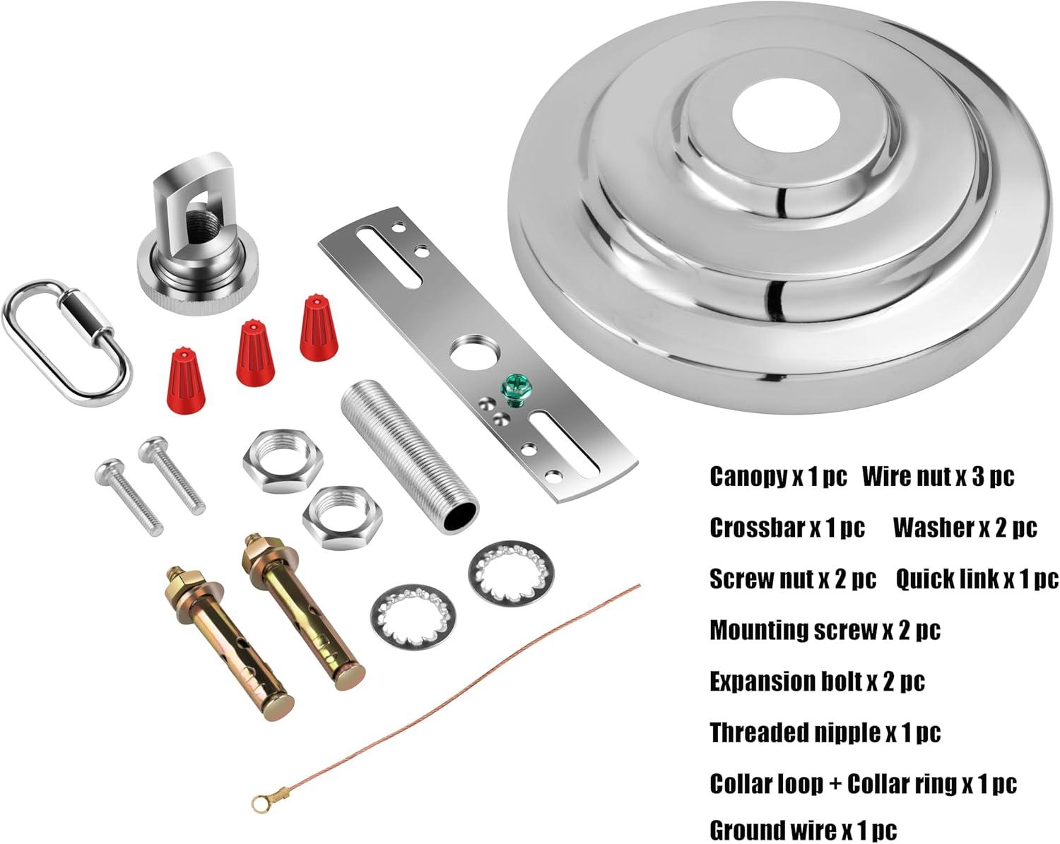 5-5/16 Inches Light Canopy Kit with Heavy Duty, Replacement Cover Plate with Mounting Hardware for Chandelier, Pendant Light, Swag Light, Ceiling Fan, Flower Basket or DIY Projects (Chrome)