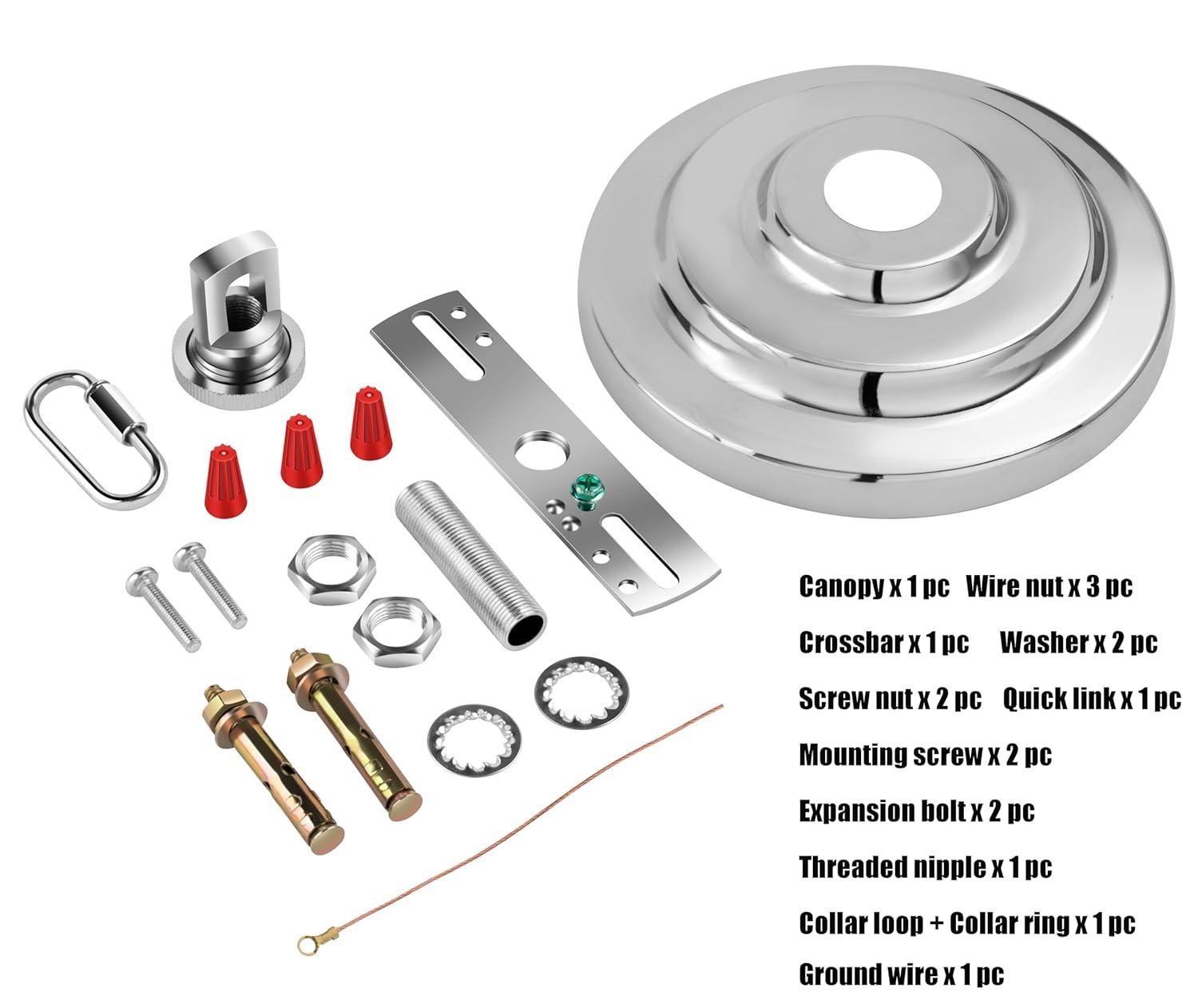 5-5/16 Inches Light Canopy Kit with Heavy Duty, Replacement Cover Plate with Mounting Hardware for Chandelier, Pendant Light, Swag Light, Ceiling Fan, Flower Basket or DIY Projects (Chrome)