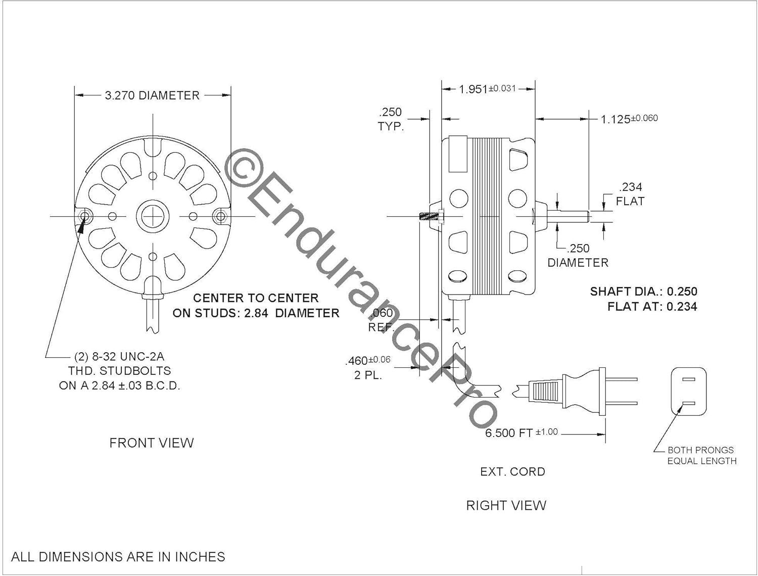 Endurance Pro 3.3 Inch Diameter Vent Fan Motor Direct Replacement for Nutone/Broan 40933, 86933, 8693000, JA2B104N