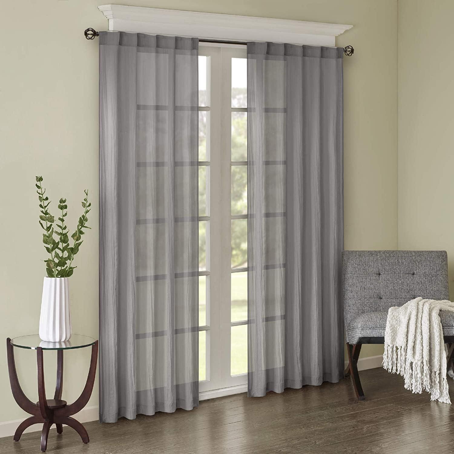 Harper Solid Crushed Curtain Panel Pair