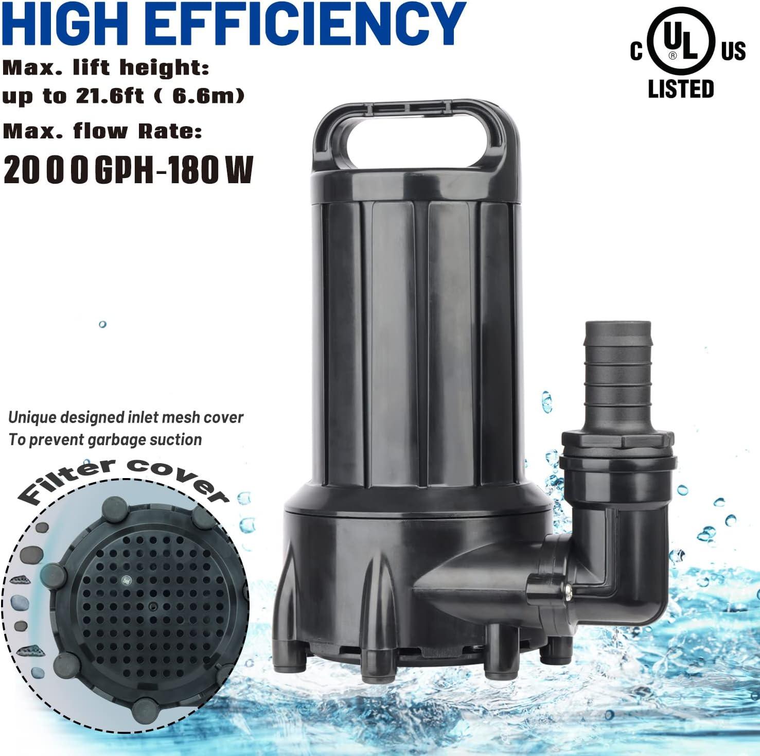 Large Black Submersible Pond Pump with Ceramic Impeller