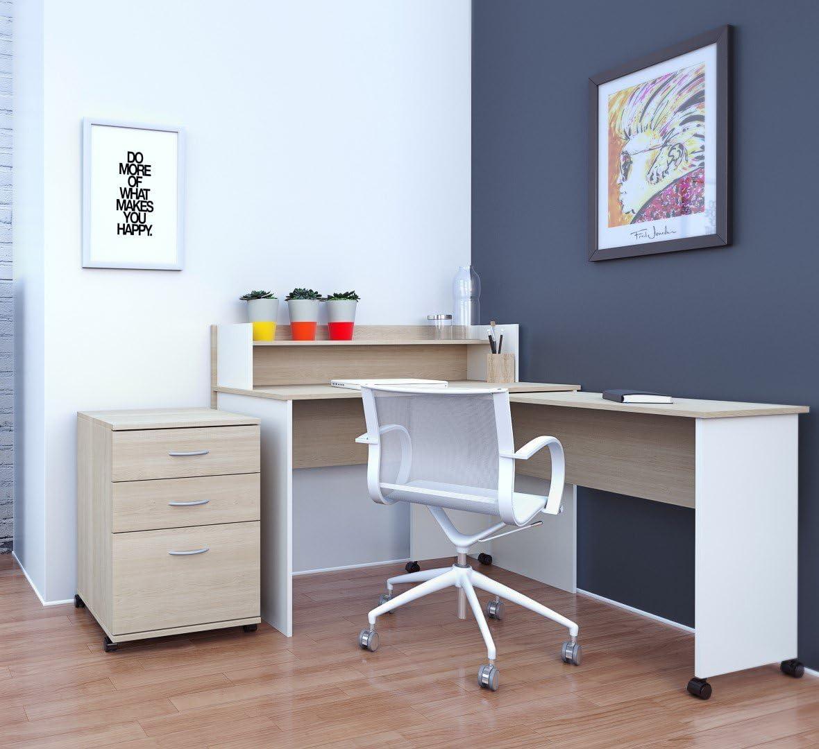 Essentials 3 Drawer Rolling Filing Cabinet Natural Maple - Nexera: MDF Office Storage, Laminated Surface, Vertical Design