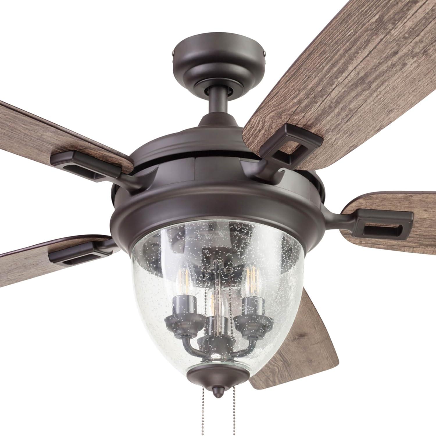 Glencrest 52" 5 Blade Damp Rated Ceiling Fan LED Light Kit Included