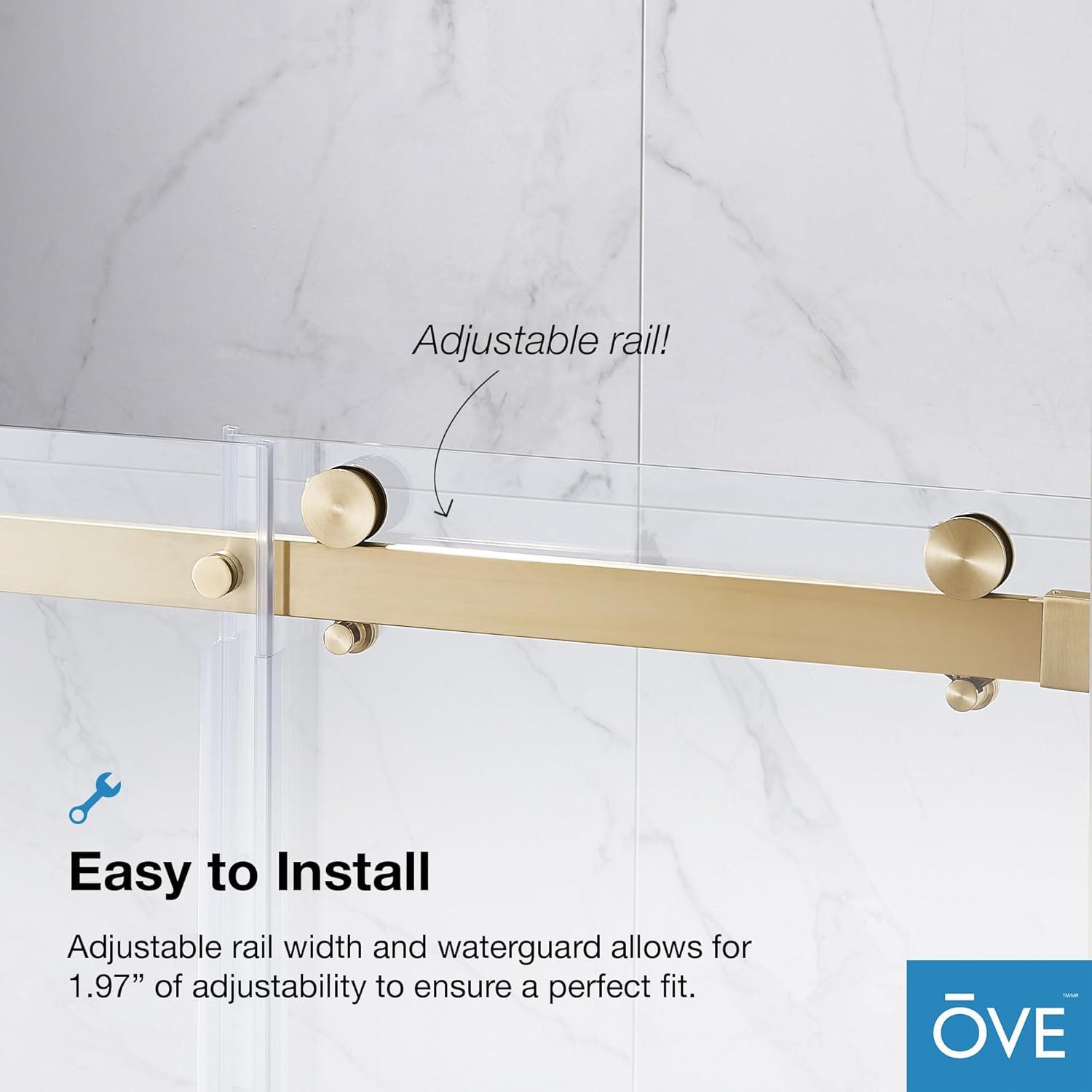 OVE Decors Bel Soft Close Gold 58-in to 60-in x 78.75-in Frameless Sliding Soft Close Shower Door