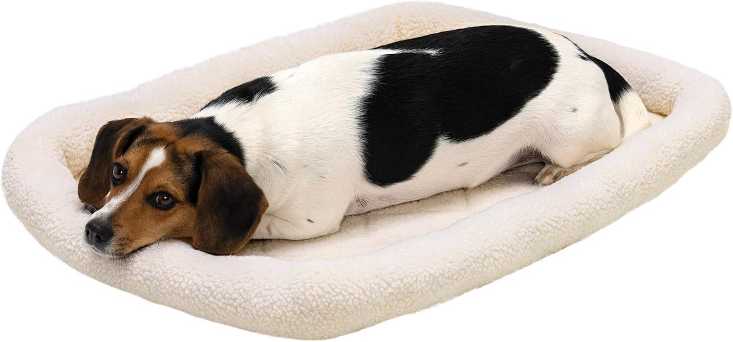 FurHaven Faux Lambswool Crate Bolster Pet Bed