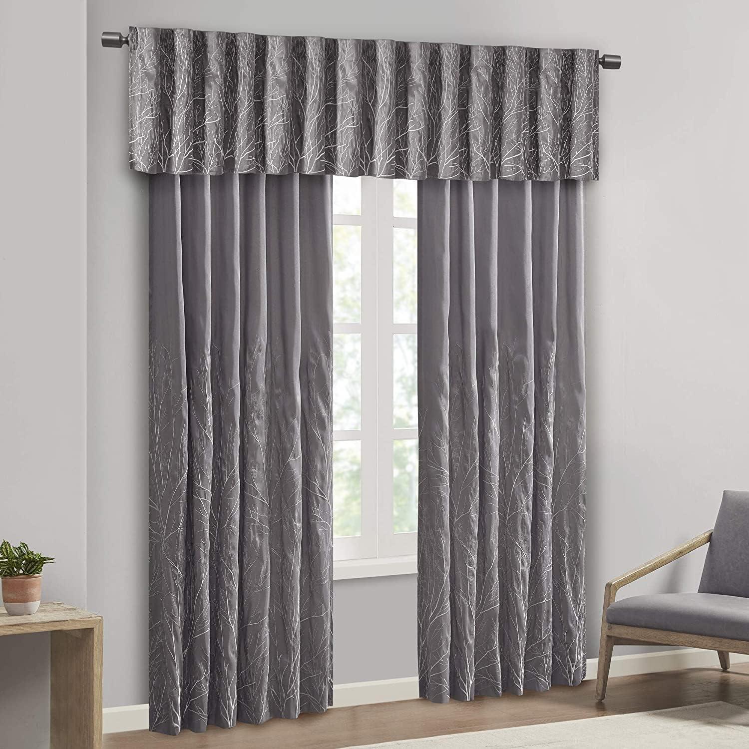 Andora Embroidered Branch Rod Pocket Single Curtain Panel