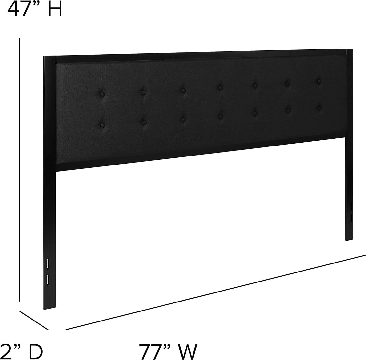 Flash Furniture Bristol Metal Tufted Upholstered King Size Headboard in Black Fabric